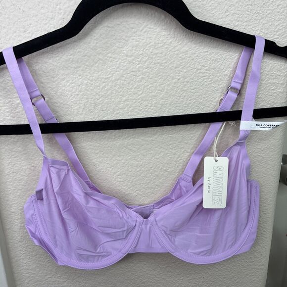 Smoothez by Aerie Bra Beige Full Coverage Unlined Underwire 36C  Purple New - Picture 1 of 7
